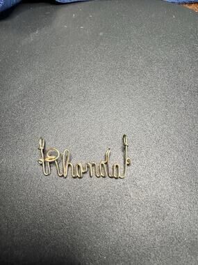 Vintage Rhonda Name Pendant Gold Tone Wire Script Personalized Necklace Charm